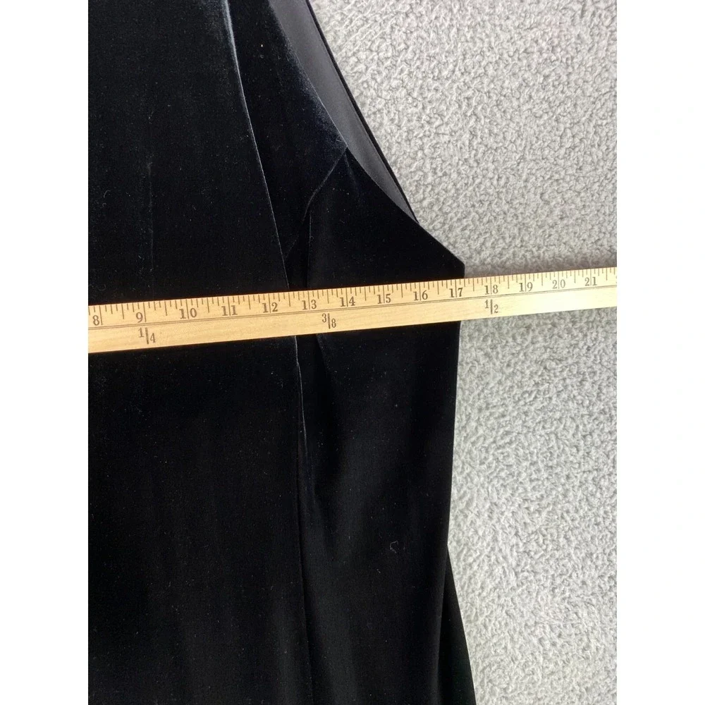 Molly Malloy Evening Dress 12 Black Velvet Sleeveless Open Back Vintage USA Made